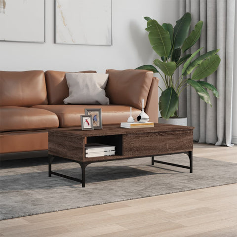 vidaXL Coffee Table Brown Oak 100x50x35 cm Engineered Wood and Metal