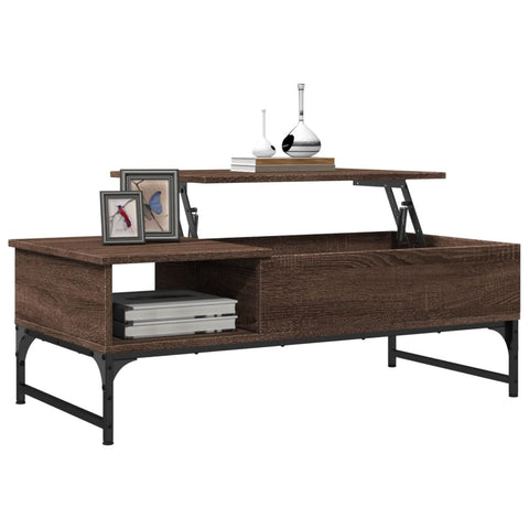 vidaXL Coffee Table Brown Oak 100x50x35 cm Engineered Wood and Metal
