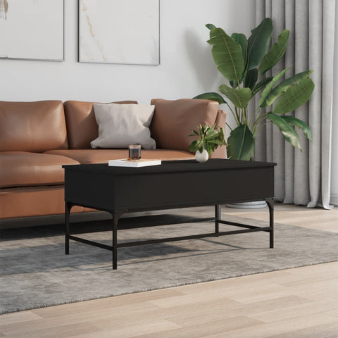 vidaXL Coffee Table Black 100x50x45 cm Engineered Wood and Metal