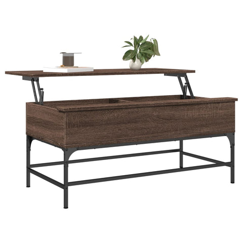 vidaXL Coffee Table Brown Oak 100x50x45 cm Engineered Wood and Metal