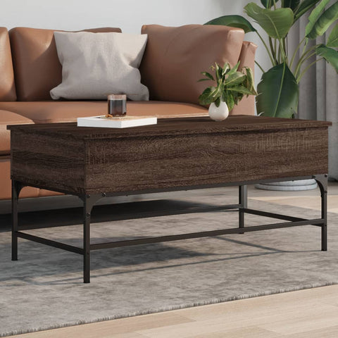 vidaXL Coffee Table Brown Oak 100x50x45 cm Engineered Wood and Metal