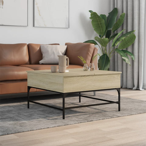 vidaXL Coffee Table Sonoma Oak 80x80x45 cm Engineered Wood and Metal
