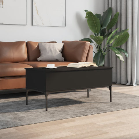 vidaXL Coffee Table Black 100x50x45 cm Engineered Wood and Metal