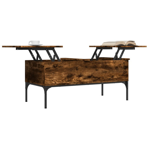vidaXL Coffee Table Smoked Oak 100x50x45 cm Engineered Wood and Metal