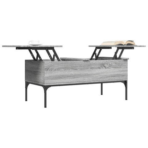 vidaXL Coffee Table Grey Sonoma 100x50x45 cm Engineered Wood and Metal
