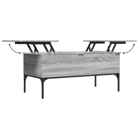 vidaXL Coffee Table Grey Sonoma 100x50x45 cm Engineered Wood and Metal