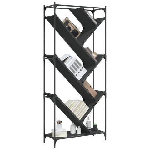 vidaXL Bookcase Black 79x30x180 cm Engineered Wood and Metal