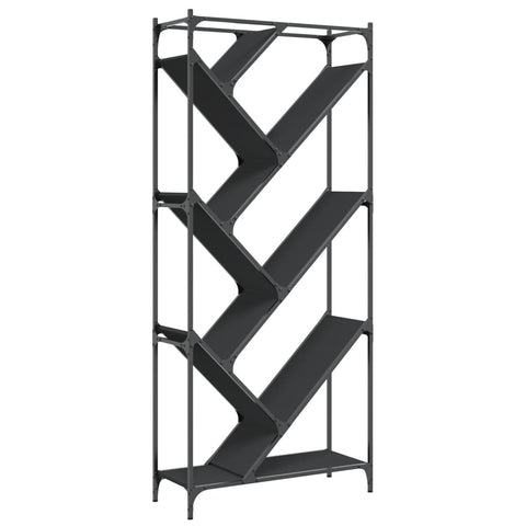 vidaXL Bookcase Black 79x30x180 cm Engineered Wood and Metal