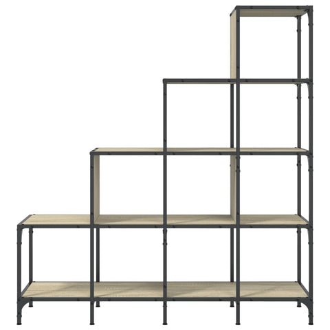 vidaXL Bookcase Sonoma Oak 122x30x132 cm Engineered Wood and Metal