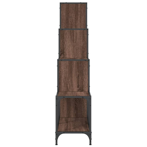 vidaXL Bookcase Brown Oak 122x30x132 cm Engineered Wood and Metal