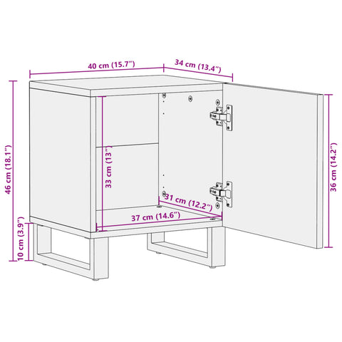 vidaXL Bedside Cabinets 2 pcs 40x34x46 cm Solid Wood Rough Mango
