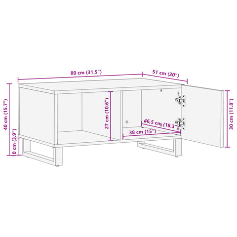 vidaXL Coffee Table 80x51x40 cm Solid Wood Rough Mango