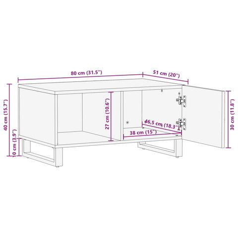 vidaXL Coffee Table Brown 80x51x40 cm Solid Wood Mango