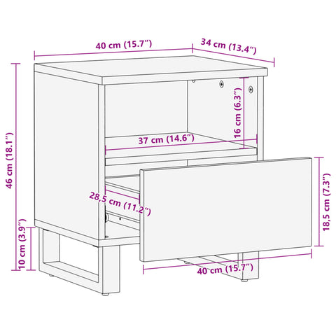 vidaXL Bedside Cabinets 2 pcs 40x33x46 cm Solid Wood Rough Mango