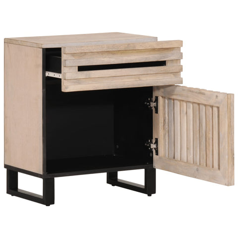 vidaXL Bedside Cabinet White 50x34x60 cm Solid Wood Mango