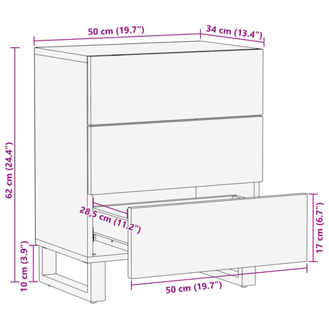 vidaXL Bedside Cabinet Brown 50x34x62 cm Solid Wood Mango
