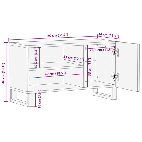 vidaXL TV Cabinet 80x34x46 cm Solid Wood Mango