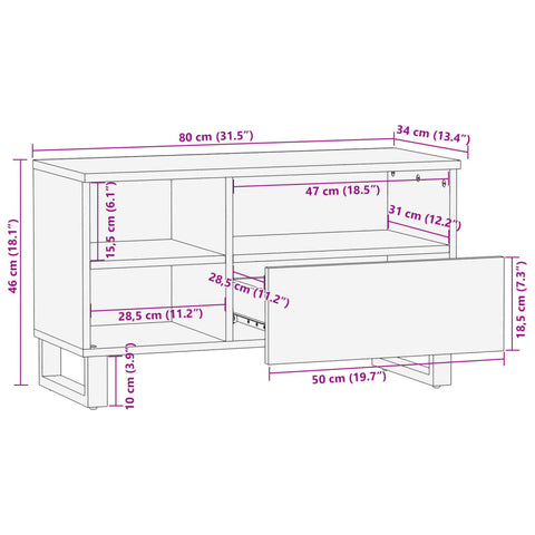 vidaXL TV Cabinet 80x34x46 cm Solid Wood Acacia