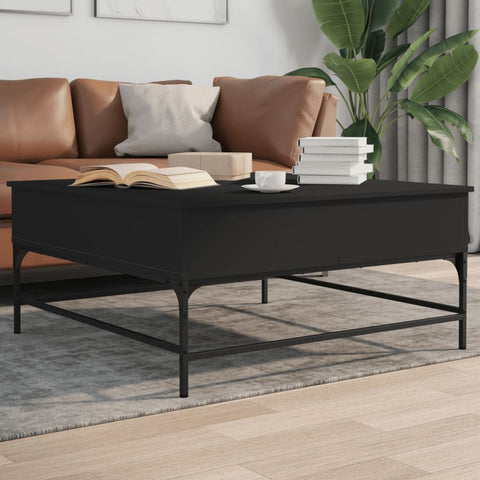 vidaXL Coffee Table Black 95x95x45 cm Engineered Wood and Metal