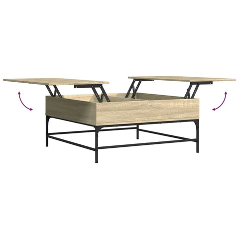 vidaXL Coffee Table Sonoma Oak 95x95x45 cm Engineered Wood and Metal