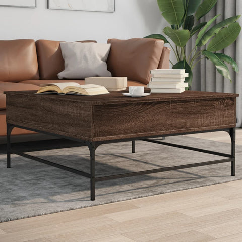 vidaXL Coffee Table Brown Oak 95x95x45 cm Engineered Wood and Metal