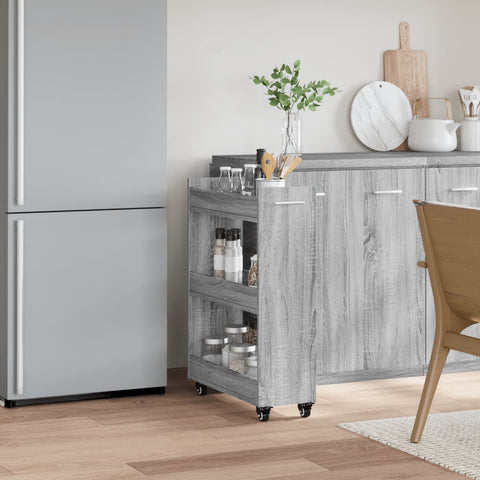 vidaXL Cabinet with Wheels Grey Sonoma 60x22x79 cm Engineered Wood