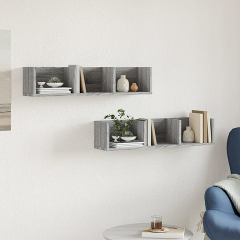 vidaXL Wall Cabinets 2 pcs Grey Sonoma 75x18x16.5 cm Engineered Wood