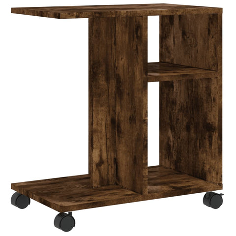 vidaXL Side Table with Wheels Smoked Oak 50x30x55 cm Engineered Wood