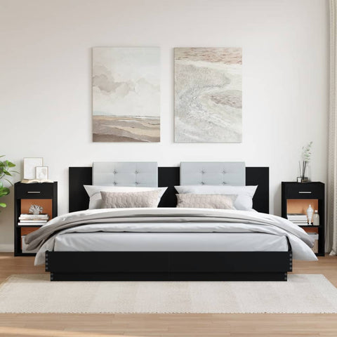 vidaXL Bedside Cabinets 2 pcs Black 35x34x65 cm Engineered Wood