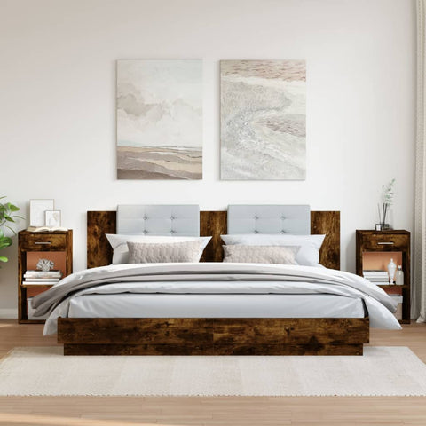 vidaXL Bedside Cabinets 2 pcs Smoked Oak 35x34x65 cm Engineered Wood