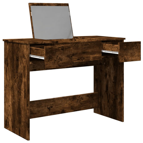 vidaXL Dressing Table with Mirror Smoked Oak 100x45x76 cm