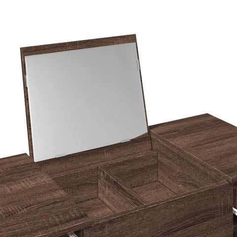 vidaXL Dressing Table with Mirror Brown Oak 100x45x76 cm