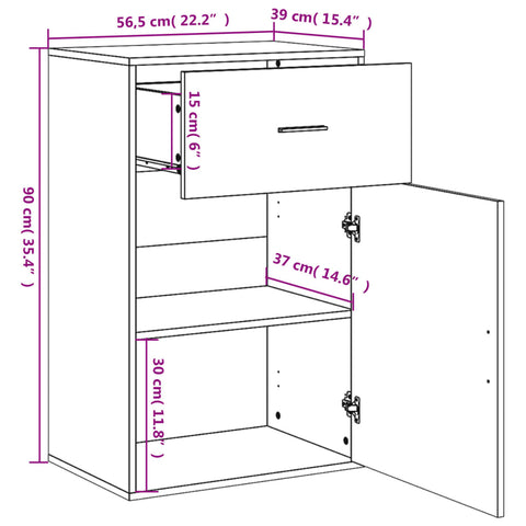 vidaXL Storage Cabinet Concrete Grey 56.5x39x90 cm Engineered Wood