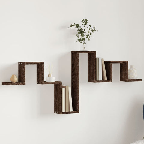 vidaXL Wall Shelf Brown Oak 104.5x10x43 cm Engineered Wood