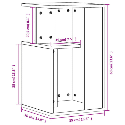 vidaXL Side Table Smoked Oak 35x35x60 cm Engineered Wood