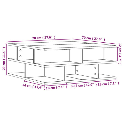 vidaXL Coffee Table Sonoma Oak 70x70x29 cm Engineered Wood