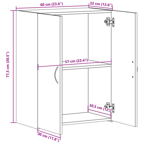 vidaXL File Cabinet Black 60x32x77.5 cm Engineered Wood
