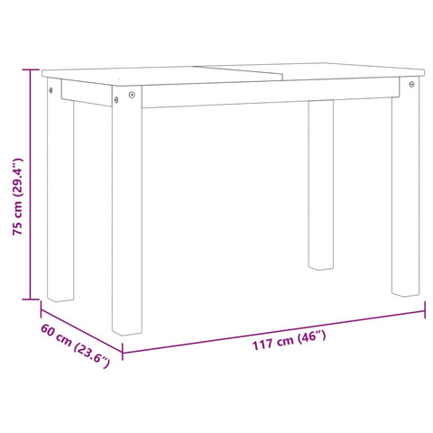 vidaXL Dining Table Panama Grey 117x60x75 cm Solid Wood Pine