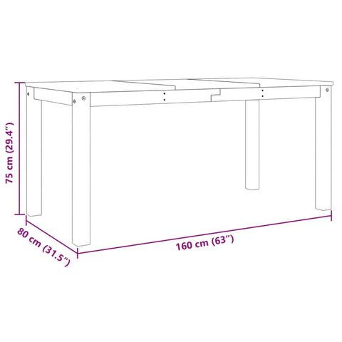 vidaXL Dining Table Panama White 160x80x75 cm Solid Wood Pine