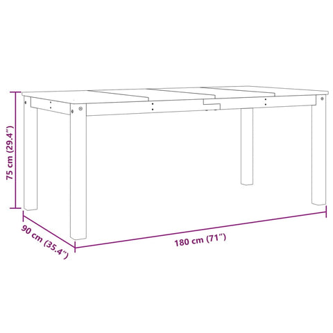 vidaXL Dining Table Panama 180x90x75 cm Solid Wood Pine