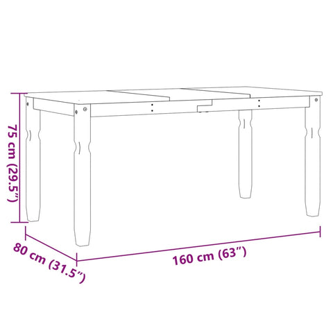 vidaXL Dining Table Corona White 160x80x75 cm Solid Wood Pine