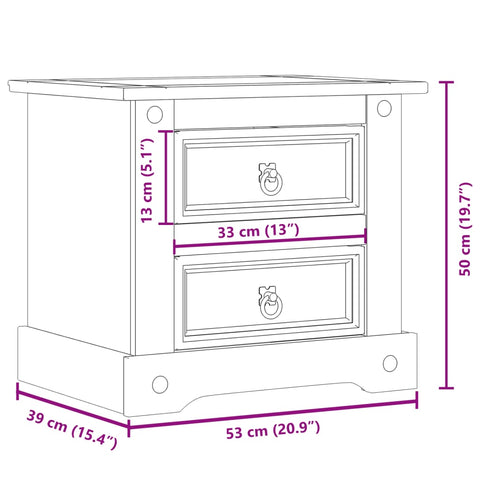 vidaXL Bedside Cabinet Corona 53x39x50 cm Solid Wood Pine