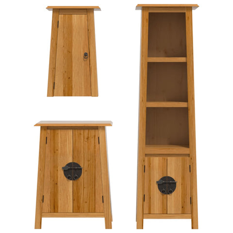 vidaXL 3 Piece Bathroom Furniture Set Solid Wood Pine