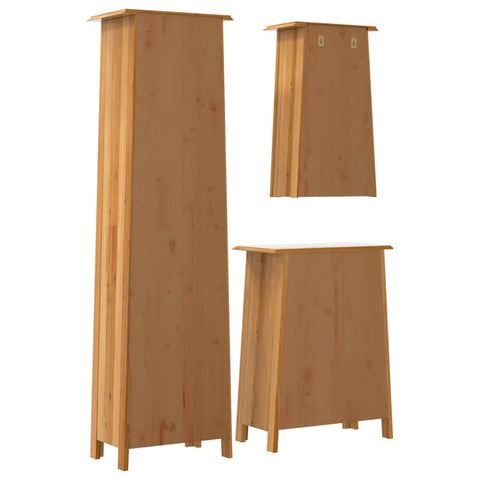 vidaXL 3 Piece Bathroom Furniture Set Solid Wood Pine