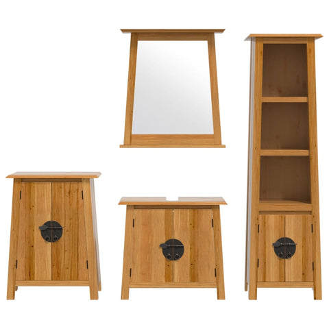 vidaXL 4 Piece Bathroom Furniture Set Solid Wood Pine