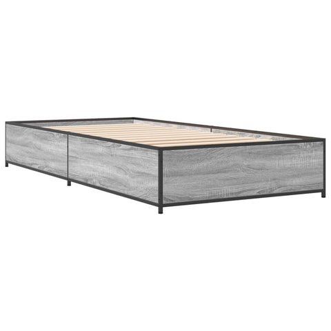 vidaXL Bed Frame without Mattress Grey Sonoma 75x190 cm Small Single