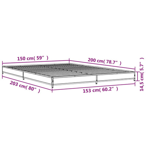 vidaXL Bed Frame without Mattress Black 150x200 cm King Size