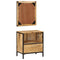 vidaXL 2 Piece Bathroom Furniture Set Iron and Solid Wood Mango