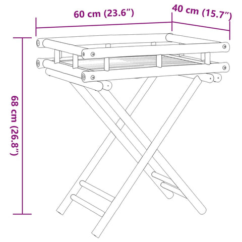 vidaXL Folding Tray Table 60x40x68 cm Bamboo