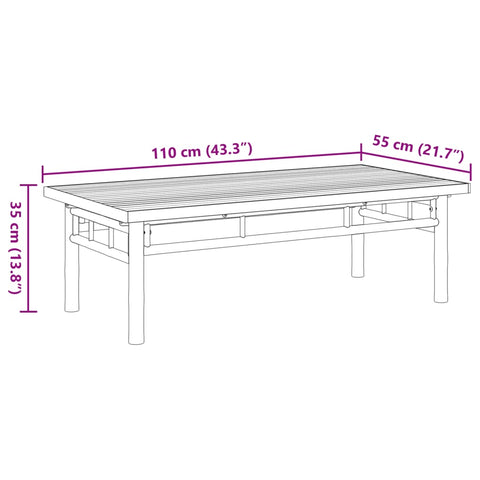 vidaXL Coffee Table 110x55x35 cm Bamboo